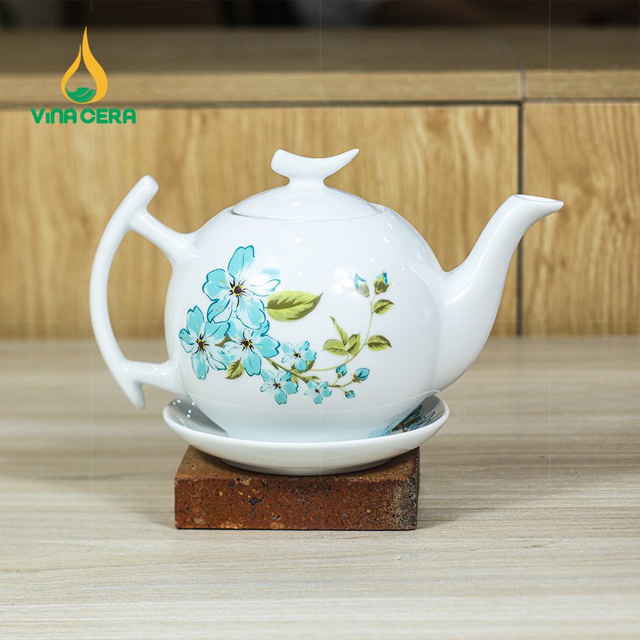 Bộ Trà Mẫu Đơn Hoa Xanh Chỉ Vàng - SVN BAT 22032407 (1) Bộ Trà Mẫu Đơn Hoa Xanh- SVN BAT 22032407