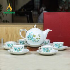 Bộ Trà Mẫu Đơn Hoa Xanh Chỉ Vàng - SVN BAT 22032407 Bộ Trà Mẫu Đơn Hoa Xanh Chỉ Vàng - SVN BAT 22032407