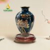 Bình Hoa Men Xanh Sen Gấm Vẽ Vàng - SVN BH 08032402 Bình Hoa Men Xanh Sen Gấm Vẽ Vàng