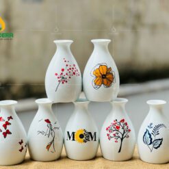 Mẫu Bình Hoa Mini Sứ Trắng Vẽ Họa Tiết