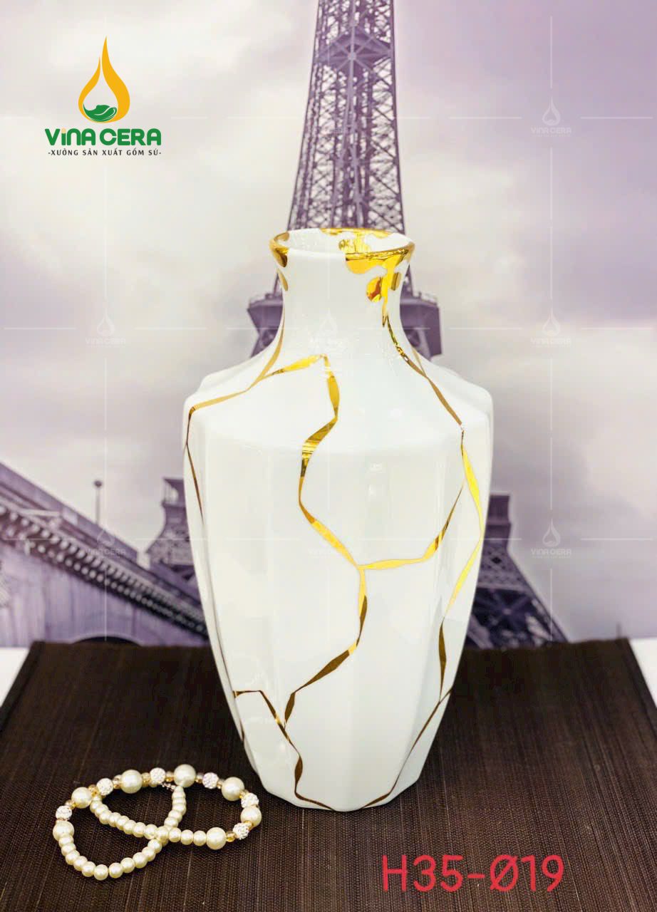 binh-hoa-su-trang-ve-vang-in-logo (20) Bình Hoa Sứ Trắng Vẽ Vàng