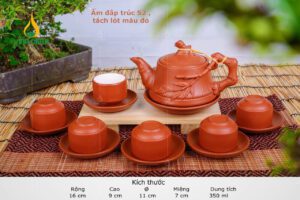 bộ ấm trà gốm đắp nổi