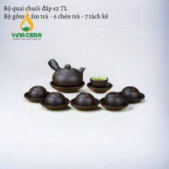 Bộ Trà Gốm Tử Sa Đen Quai Ngang Khắc Sen - SVN BAT 29032405 Bộ Trà Gốm Tử Sa Đen Quai Ngang Khắc Sen