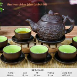 Bộ Trà Tử Sa Bát Tràng Hoa Châm - SVN BAT 01042401 Bộ Trà Tử Sa Bát Tràng Hoa Châm