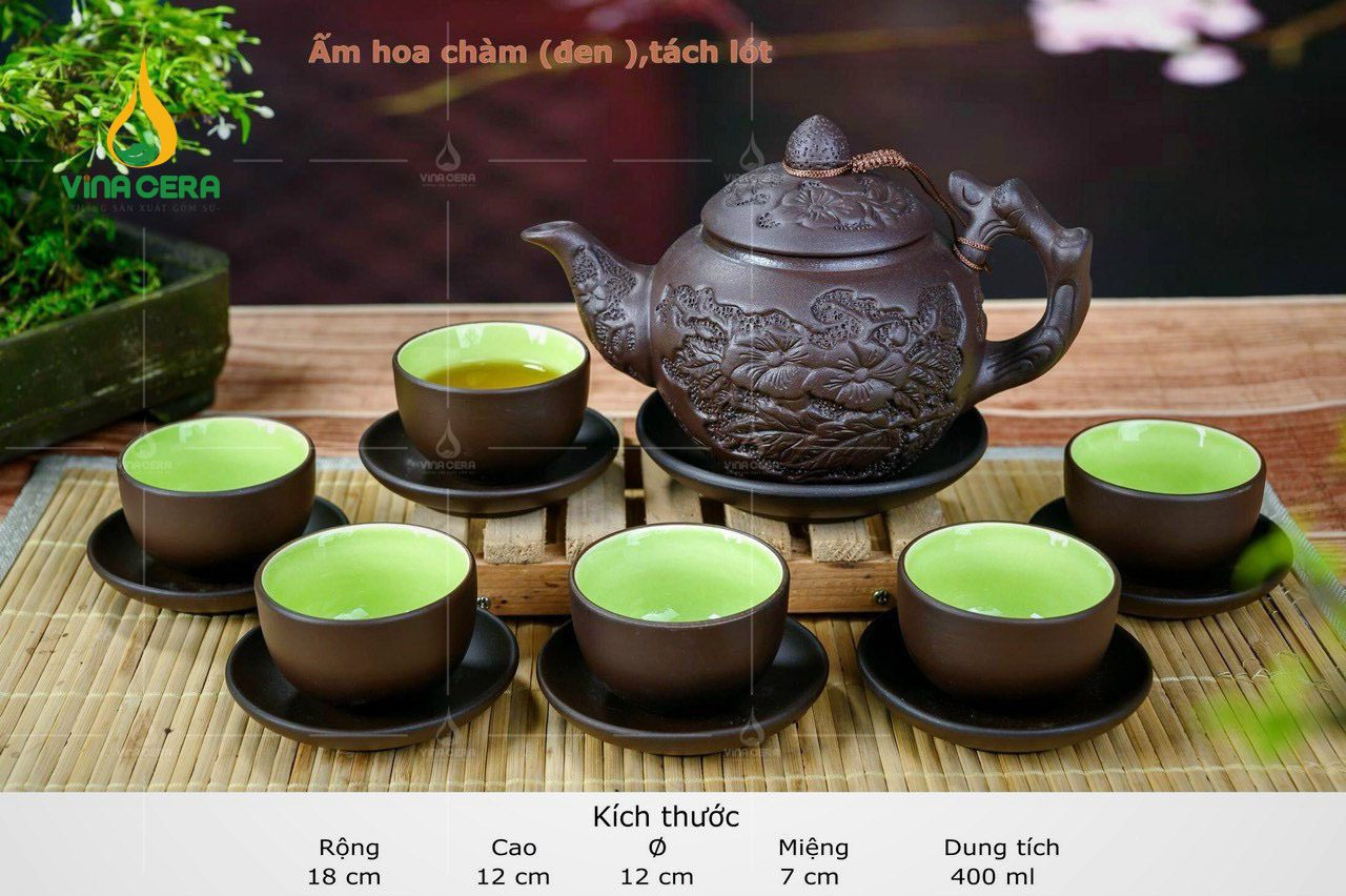 99 Mẫu Ấm Chén Tử Sa Bát Tràng Đẹp Giá Tốt làm quà tặng Bộ Trà Tử Sa Bát Tràng Hoa Châm