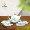 Bộ Trà Mẫu Đơn Hoa Xanh Chỉ Vàng - SVN BAT 22032407 Bộ Trà Mẫu Đơn Hoa Xanh Chỉ Vàng