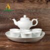 Bộ Ấm Trà Sứ Trắng Kèm Khay - SVN BAT 21032407 Bộ Ấm Trà Sứ Trắng Jasmine Kèm Khay