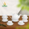 Bộ Ấm Trà Sứ Trắng Dáng Cao - SVN BAT 21032403 Bộ Ấm Trà Sứ Trắng Dáng Cao