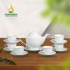 Bộ Ấm Trà Sứ Trắng Dáng Đèn Thần - SVN BAT 05032401 Bộ Ấm Trà Sứ Trắng Dáng Đèn Thần