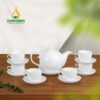 Bộ Ấm Trà Sứ Trắng Ngọn Lửa - SVN BAT 21032406 Bộ Ấm Trà Sứ Trắng Ngọn Lửa