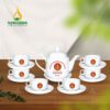 Bộ Ấm Trà Sứ Trắng Vuông Cao - SVN BAT 21032405 Bộ Ấm Trà Sứ Trắng Vuông Cao