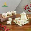 Bộ Tích Nước Họa Tiết Hoa Đào Đỏ Vẽ Tay Bát Tràng - SVN BAT 05032402 Bộ Tích Nước Họa Tiết Hoa Đào Đỏ Vẽ Tay Bát Tràng
