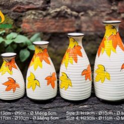 Bình Hoa Gốm Bát Tràng Vẽ Lá Vàng - SVN BH 20042401 Bình Hoa Gốm Bát Tràng Vẽ Lá Vàng