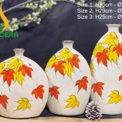 Bình Hoa Gốm Bát Tràng Vẽ Lá Vàng - SVN BH 20042401 Bình Hoa Gốm Bát Tràng Vẽ Lá Vàng