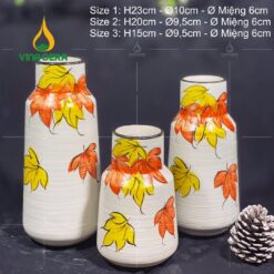 Bình Hoa Gốm Bát Tràng Vẽ Lá Vàng - SVN BH 20042401 Bình Hoa Gốm Bát Tràng Vẽ Lá Vàng