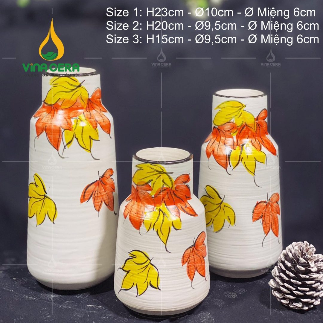 binh-hoa-gom-bat-trang-ve-la-vang Bình Hoa Gốm Bát Tràng Vẽ Lá Vàng