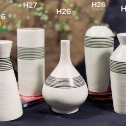 Bình Hoa Gốm Họa Tiết Sọc Đen