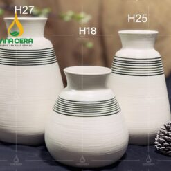 Bình Hoa Gốm Họa Tiết Sọc Đen