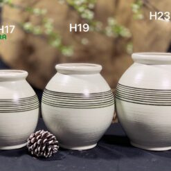 Bình Hoa Gốm Họa Tiết Sọc Đen