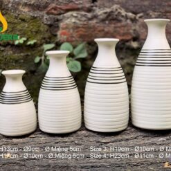Bình Hoa Gốm Họa Tiết Sọc Đen