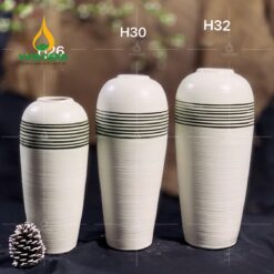 Bình Hoa Gốm Họa Tiết Sọc Đen