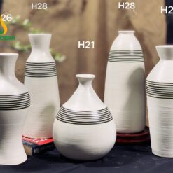 Bình Hoa Gốm Họa Tiết Sọc Đen