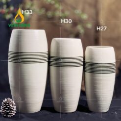 Bình Hoa Gốm Họa Tiết Sọc Đen