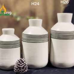 Bình Hoa Gốm Họa Tiết Sọc Đen