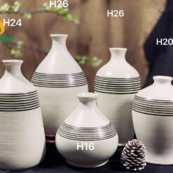 Bình Hoa Gốm Họa Tiết Sọc Đen