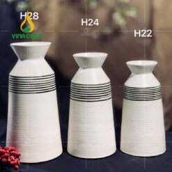Bình Hoa Gốm Họa Tiết Sọc Đen