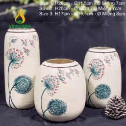Bình Hoa Bát Tràng Vẽ Bồ Công Anh - SVN BH 11042401 Bình Hoa Bát Tràng Vẽ Bồ Công Anh