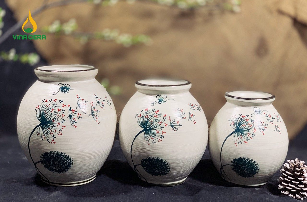 binh-hoa-gom-ve-bo-cong-anh (5) Bình Hoa Bát Tràng Vẽ Bồ Công Anh