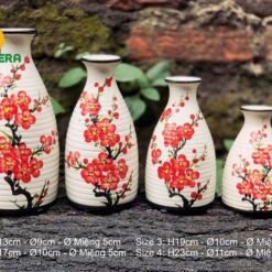 Bình Hoa Men Xước Vẽ Hoa Đào - SVN BH 11042402 Bình Hoa Men Xước Vẽ Hoa Đào