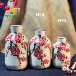 Bình Hoa Men Xước Vẽ Hoa Đào - SVN BH 11042402 Bình Hoa Men Xước Vẽ Hoa Đào