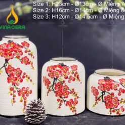 Bình Hoa Men Xước Vẽ Hoa Đào - SVN BH 11042402 Bình Hoa Men Xước Vẽ Hoa Đào