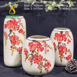Bình Hoa Men Xước Vẽ Hoa Đào - SVN BH 11042402 Bình Hoa Men Xước Vẽ Hoa Đào