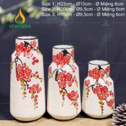 Bình Hoa Men Xước Vẽ Hoa Đào - SVN BH 11042402 Bình Hoa Men Xước Vẽ Hoa Đào