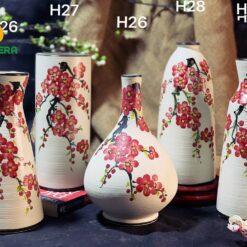 Bình Hoa Men Xước Vẽ Hoa Đào - SVN BH 11042402 Bình Hoa Men Xước Vẽ Hoa Đào