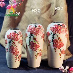 Bình Hoa Men Xước Vẽ Hoa Đào - SVN BH 11042402 Bình Hoa Men Xước Vẽ Hoa Đào