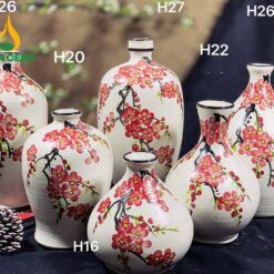 Bình Hoa Men Xước Vẽ Hoa Đào - SVN BH 11042402 Bình Hoa Men Xước Vẽ Hoa Đào