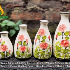 Bình Hoa Gốm Bát Tràng Vẽ Hoa Hồng - SVN BH 12042402 Bình Hoa Gốm Bát Tràng Vẽ Hoa Hồng