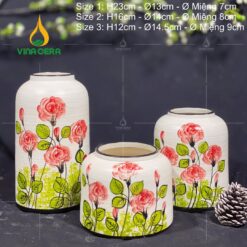 Bình Hoa Gốm Bát Tràng Vẽ Hoa Hồng - SVN BH 12042402 Bình Hoa Gốm Bát Tràng Vẽ Hoa Hồng