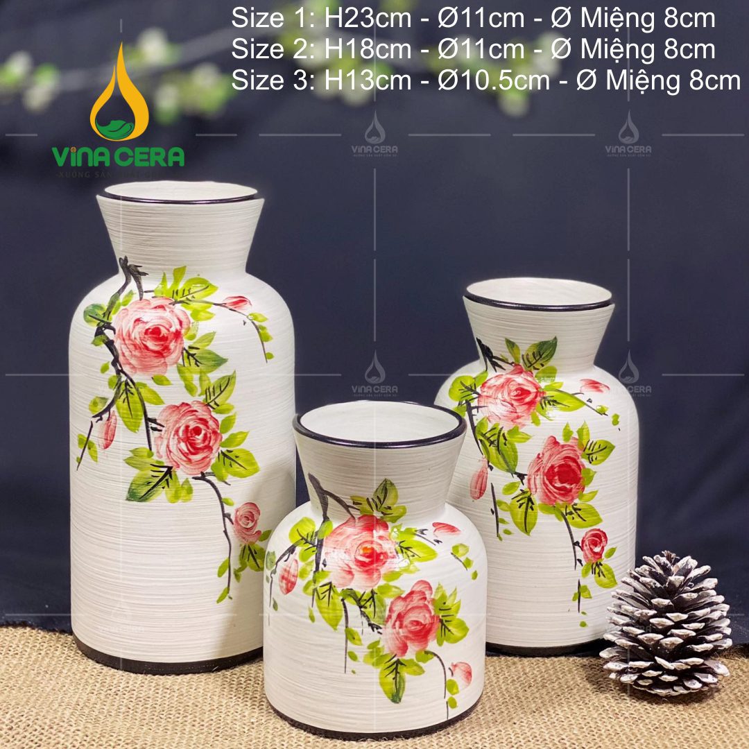 binh-hoa-gom-ve-hoa-hong (15) Bình Hoa Gốm Bát Tràng Vẽ Hoa Hồng