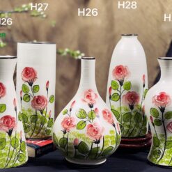 Bình Hoa Gốm Bát Tràng Vẽ Hoa Hồng - SVN BH 12042402 Bình Hoa Gốm Bát Tràng Vẽ Hoa Hồng