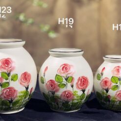 Bình Hoa Gốm Bát Tràng Vẽ Hoa Hồng - SVN BH 12042402 Bình Hoa Gốm Bát Tràng Vẽ Hoa Hồng