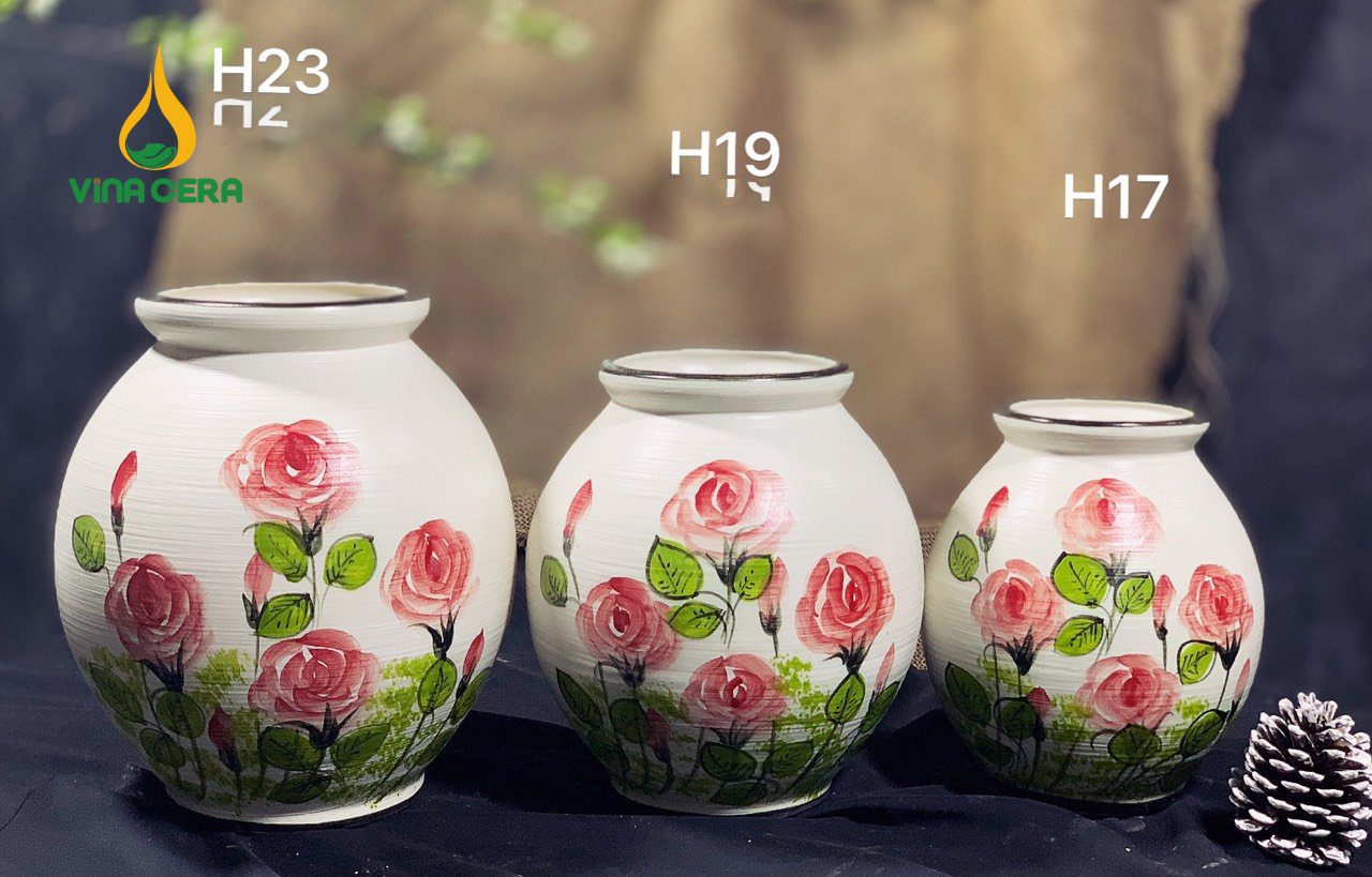 binh-hoa-gom-ve-hoa-hong (9) Bình Hoa Gốm Bát Tràng Vẽ Hoa Hồng