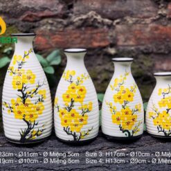 Bình Hoa Gốm Bát Tràng Vẽ Hoa Mai