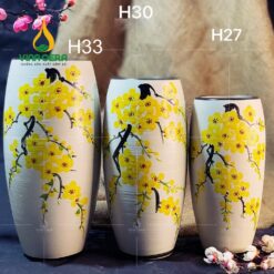 Lọ hoa Men Xước Kỷ Niệm 27 Năm Thành Lập CDIMEX - SVN BH 0262824 Bình Hoa Gốm Bát Tràng Vẽ Hoa Mai