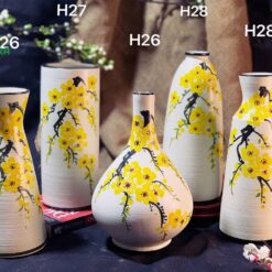 Bình Hoa Gốm Bát Tràng Vẽ Hoa Mai