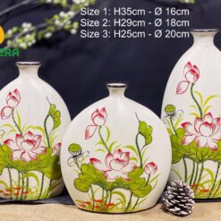 Bình Hoa Bát Tràng Vẽ Sen In Logo - SVN BH 10042401 Bình Hoa Bát Tràng Vẽ Sen In Logo